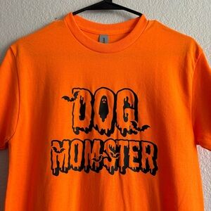 New small orange dog monster Halloween tshirt